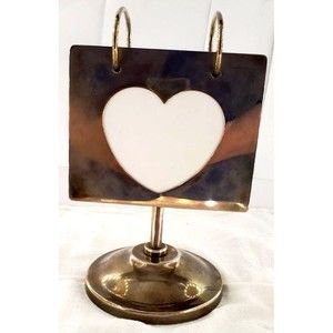 Heart Brass Flip Photo Album Frame 5.5X4 Pictures On Stand Vertical Display